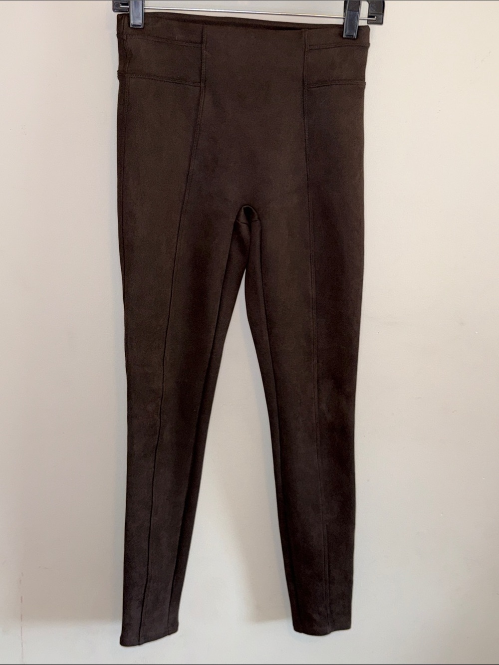 Spanx High-Waist Faux Suede Leggings - Dark Brown - Size XS